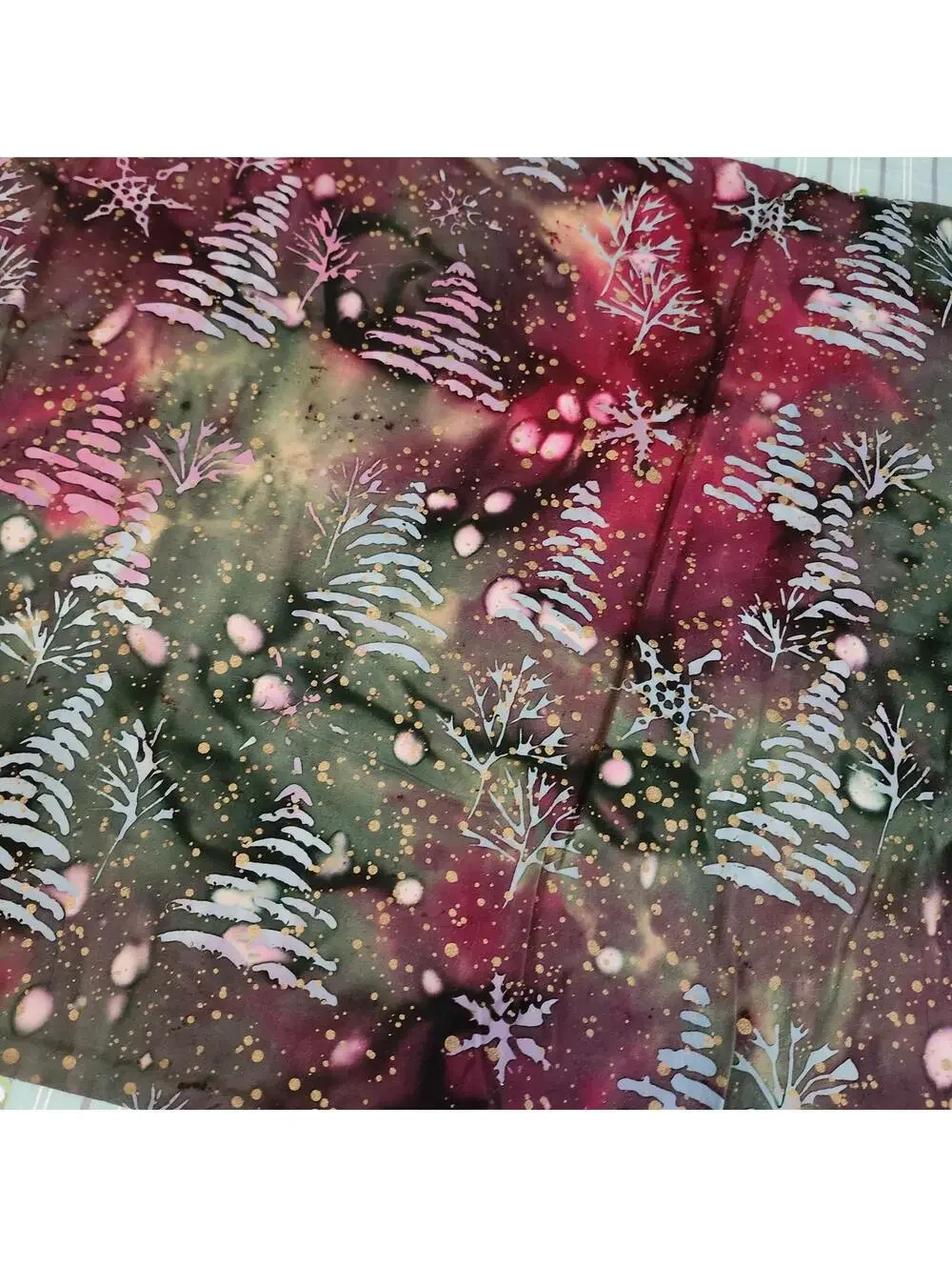 Handmade Batik Table Runner Christmas Trees Holiday Decor Unique Design